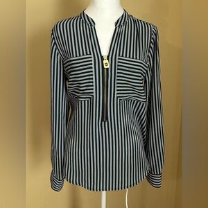 Michael Kors Navy and White Striped Blouse